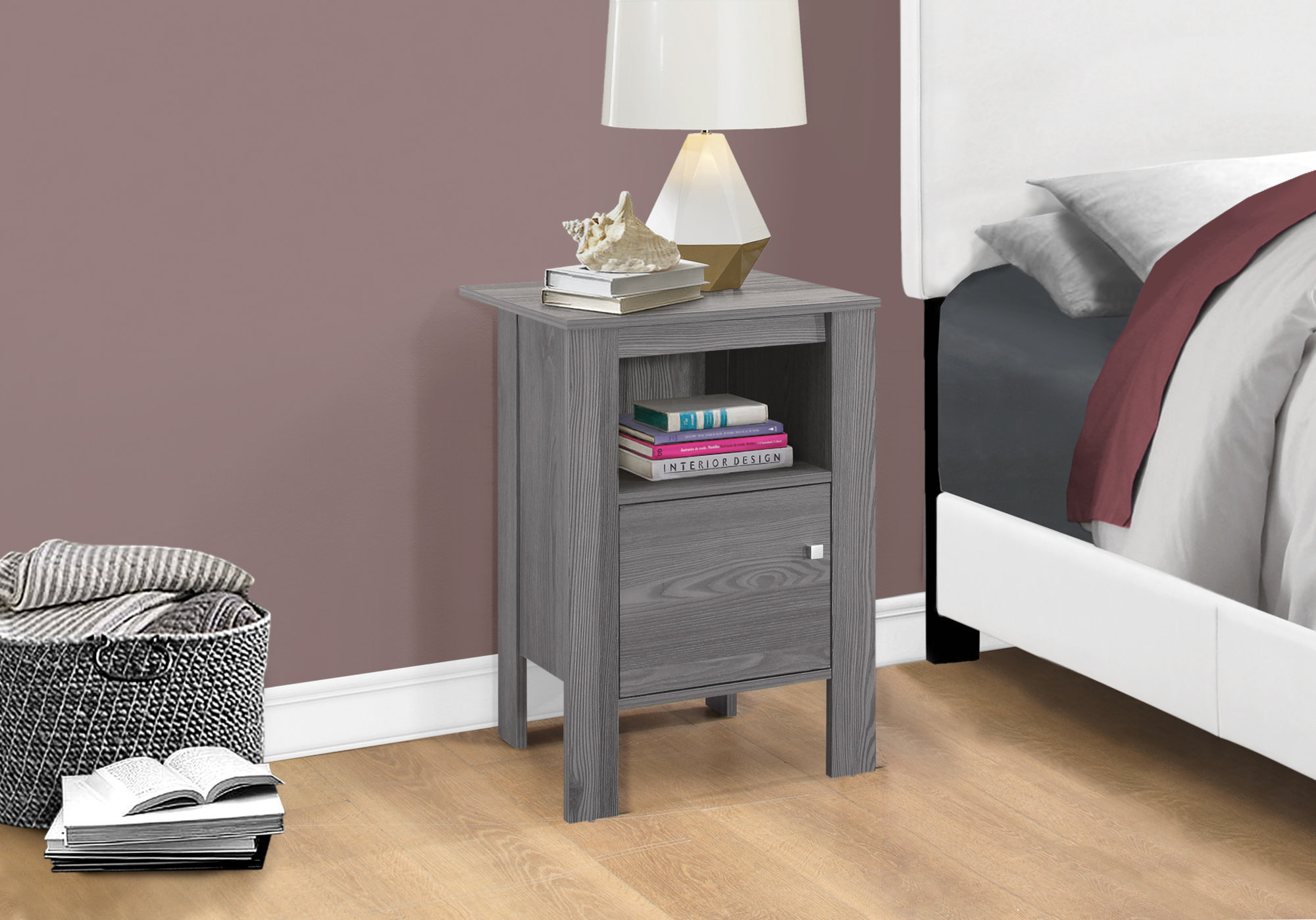 Accent Table, Side, End, Nightstand, Lamp, Storage, Bedroom, Laminate ... with Accent Table Side End Nightstand Lamp Living Room Bedroom Laminate Grey