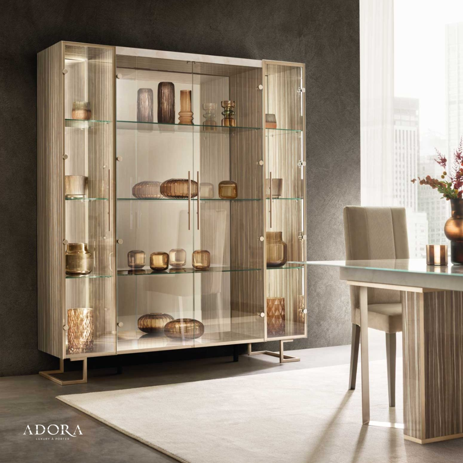 Adora Luce Light Dining Room Curio Glass Cabinet Decor Contemporary ... for Understanding the Birman Dining Room Collection Through Curio Design