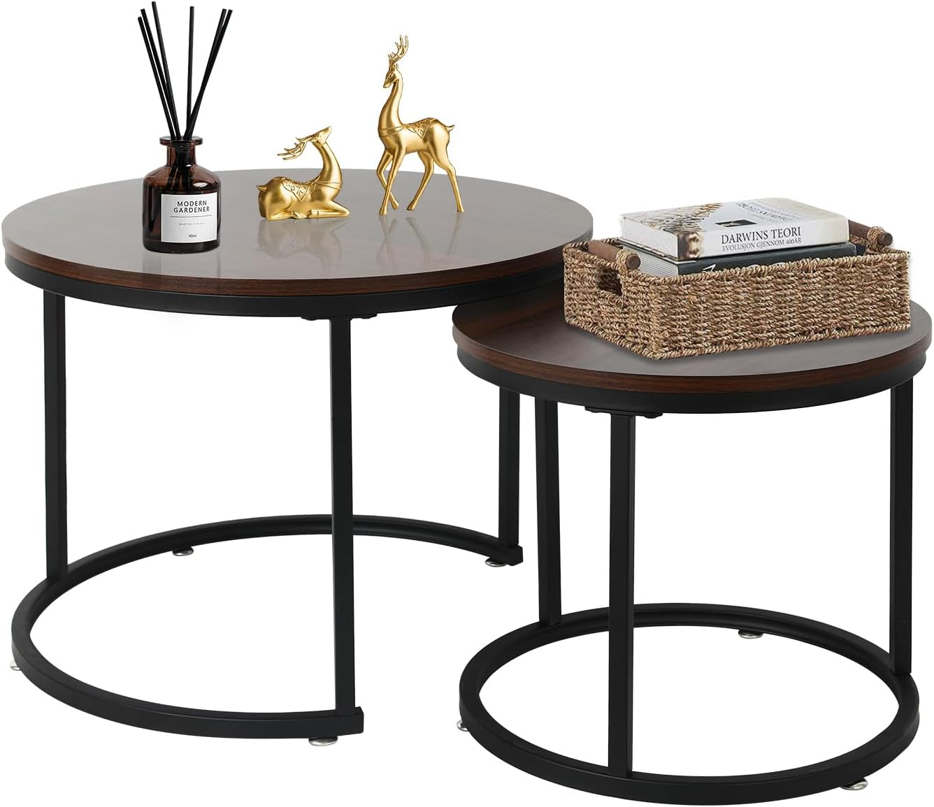 Amazon.com: Babion Nesting Tables Set Of 2, Round Nesting Coffee Table ... regarding Exploring the Versatility of Metal Laminate Furniture for Contemporary Spaces
