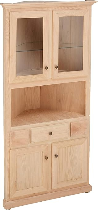 Amazon.com: Eagle Classic Oak Corner Dining Hutch/Buffet, Unfinished ... within The Evolution of Wheat-Inspired Furniture Design in Corner Hutches