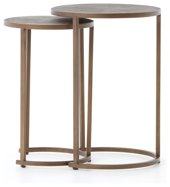 Bentley Faux Shagreen Nesting Tables, 2-Piece Set, Antique Brass ... intended for How to Style Your Space with the Perfect Two-Piece Table Set