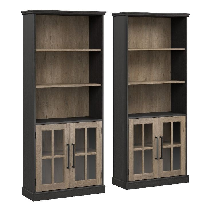 Bowery Hill Contemporary 5 Shelf Bookcase Set With Glass Doors ... with regard to The art of displaying collections with Bowery Hill's signature 5 shelf curio design