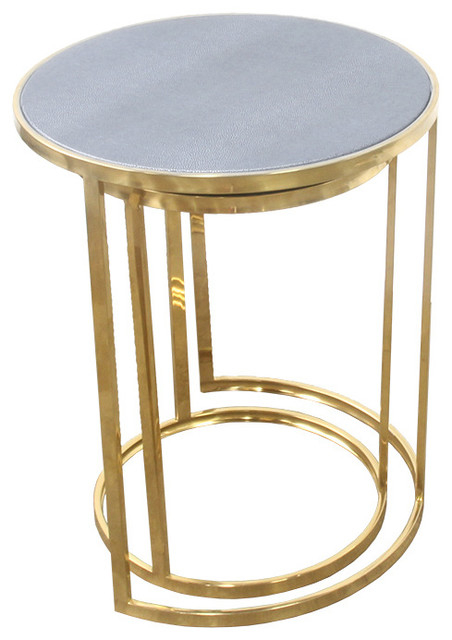 Charles Nesting Tables, Faux Shagreen With Gold Metal, 2 Piece Set ... with regard to Walter Z-Leg Nesting Tables, Faux Shagreen And Gold Metal, 2 Piece Set