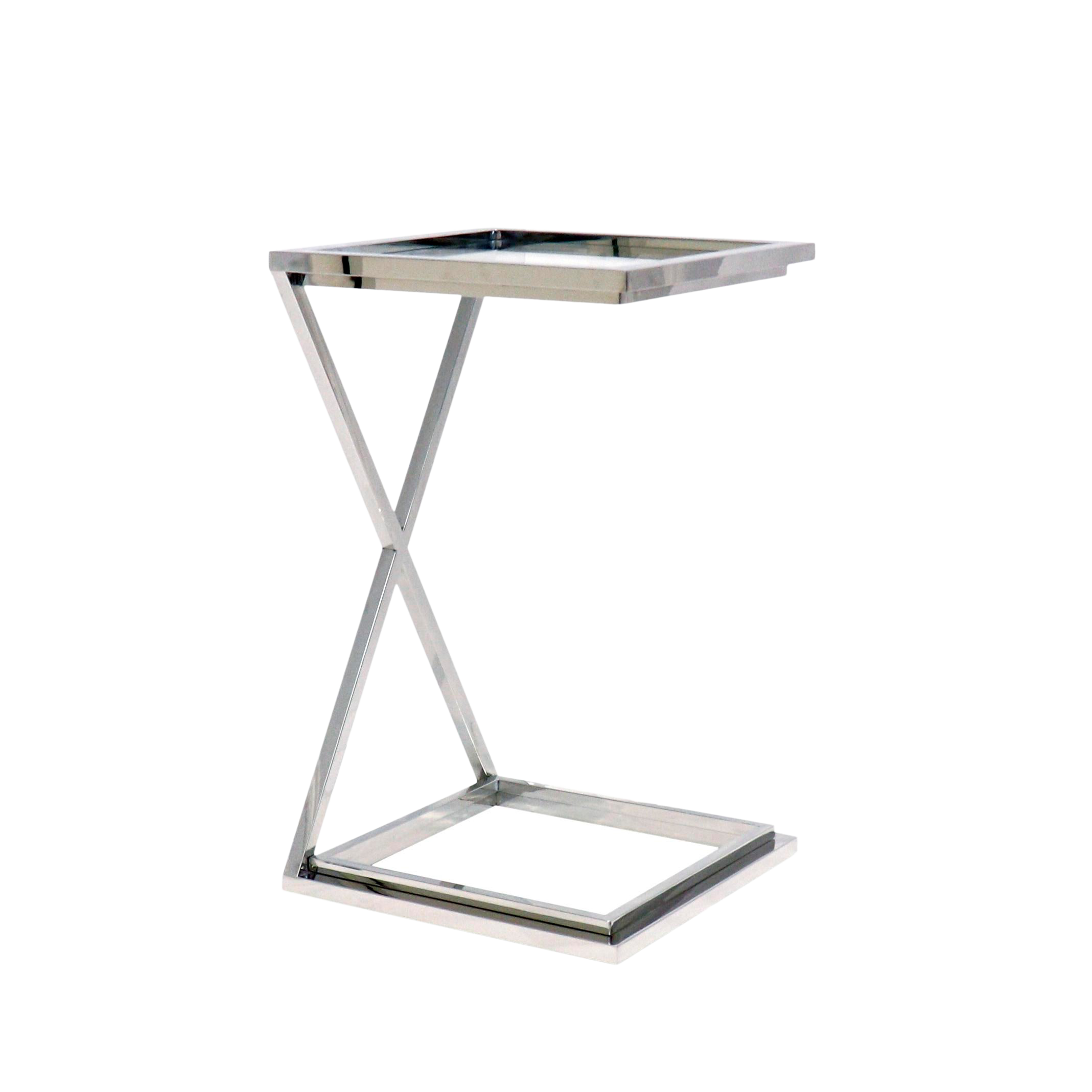 Contemporary Pasargad Home Luxe Collection Side Table | Chairish for Pasargad Home Lorenzo Collection Stainless Steel Side Table