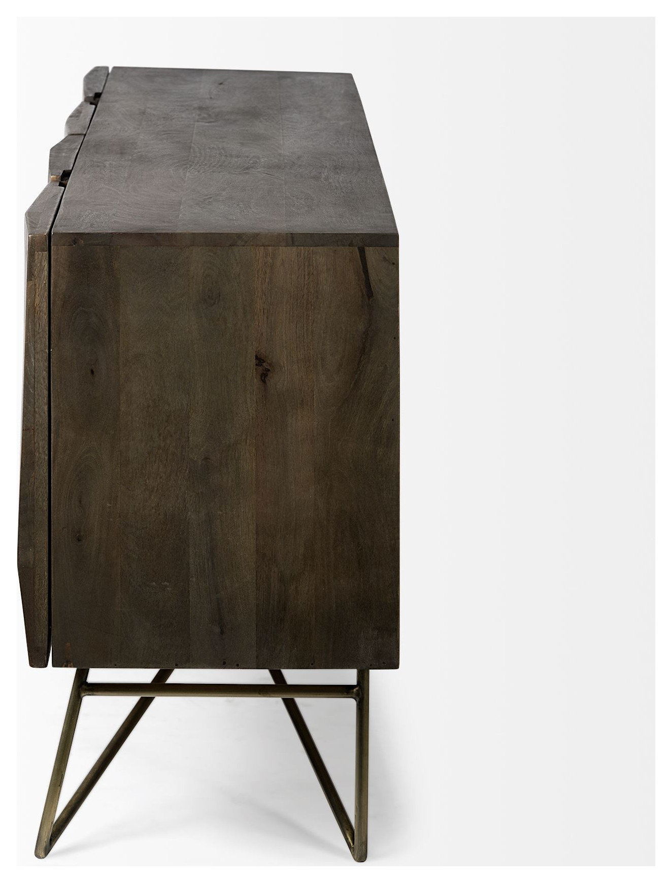 Dark Brown Solid Mango Wood Finish Sideboard With 4 Cabinet Doors ... with Homeroots Light Brown Solid Mango Wood Finish Sideboard