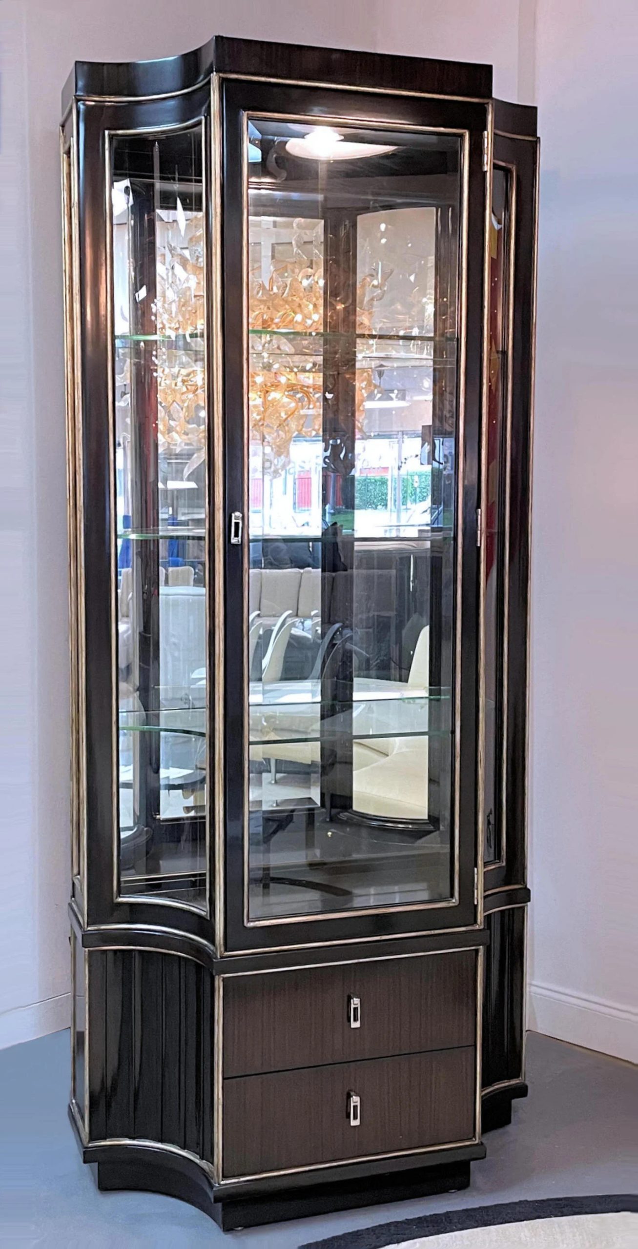 Encore Furniture Gallery-Pair Of 2 Marge Carson Serpentine Display Cabinets with regard to How Martin Furniture Revolutionized Display Cabinet Design