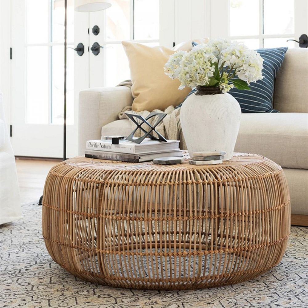 Exploring The Benefits Of Round Rattan Coffee Tables - Coffee Table Decor throughout Contemporary Coastal White Rope Knot Accent Tablewith Shelf Rattan Round