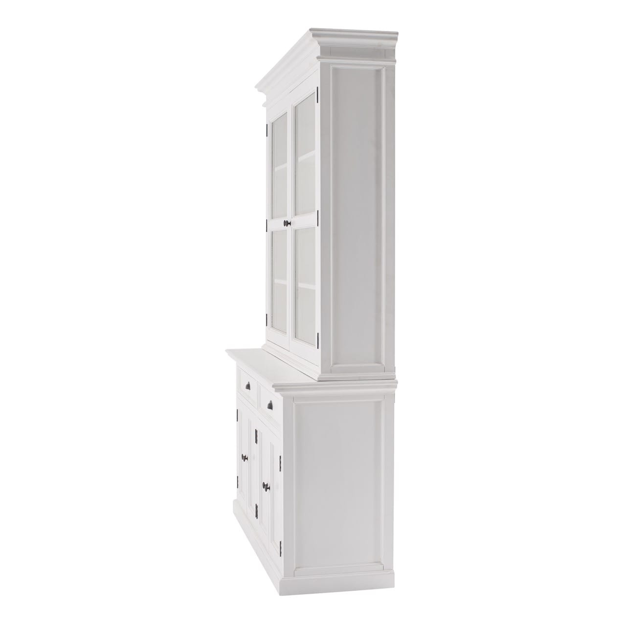 Halifax Glass-Display Hutch Unit, Classic White At Futonland intended for Classic White Double Bay Hutch Unit