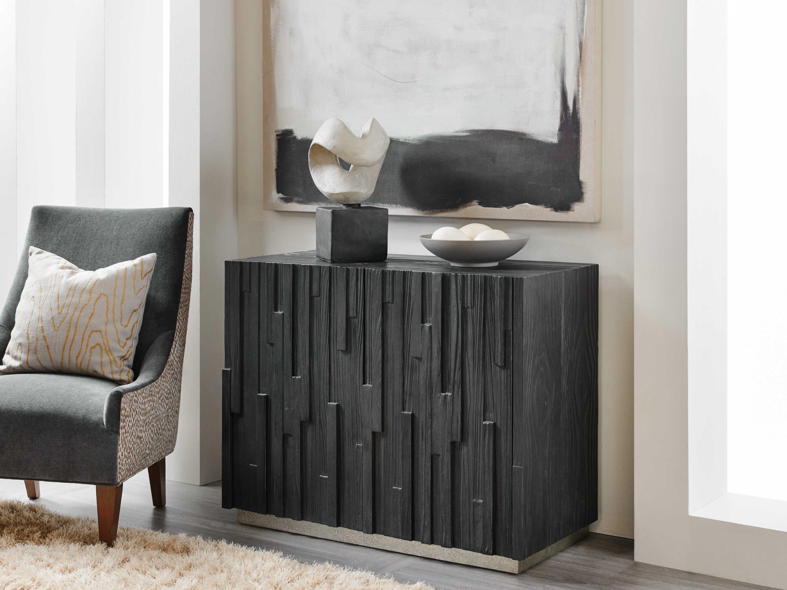 Hooker Furniture Chapman Black Pewter Pine Wood Accent Chest ... for Hooker Furniture 6033-85004-99 Chapman 41"W 1 Drawer Accent - Charred Black