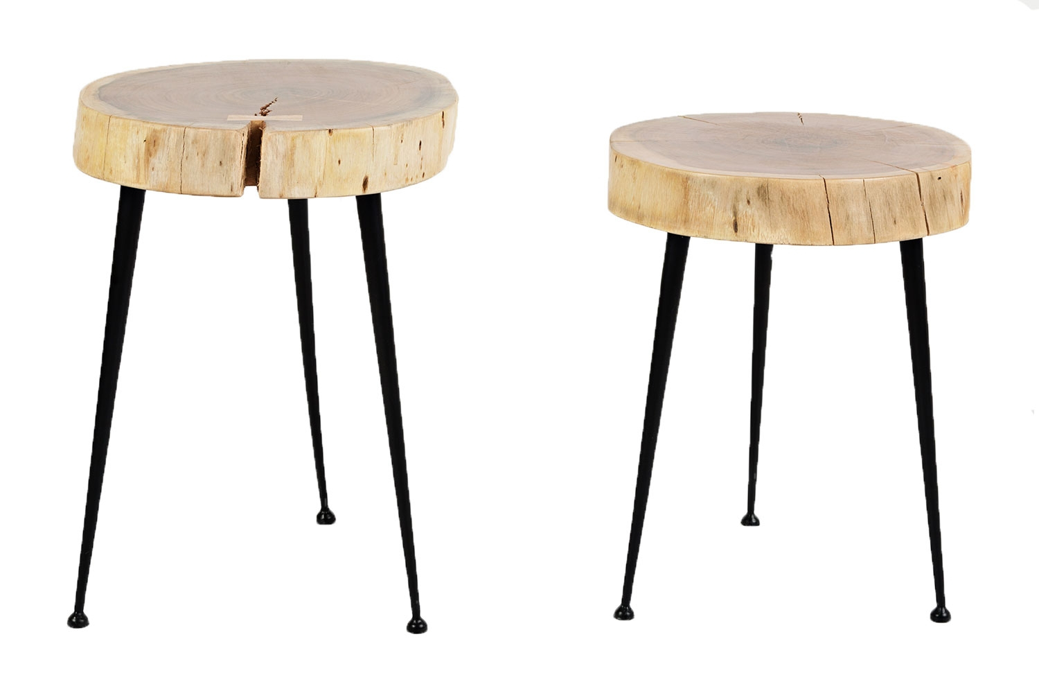 Iron & Wood Accent Tables, Set Of 2 | Sofa Tables | Living Room within Popular trends in modern wooden and iron furniture design