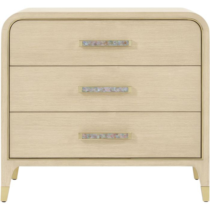 Judith Leiber 3-Drawer Bedside Table - Light | Theodore Alexander ... pertaining to Luxe woven raffia accent table brings organic texture to modern bedrooms
