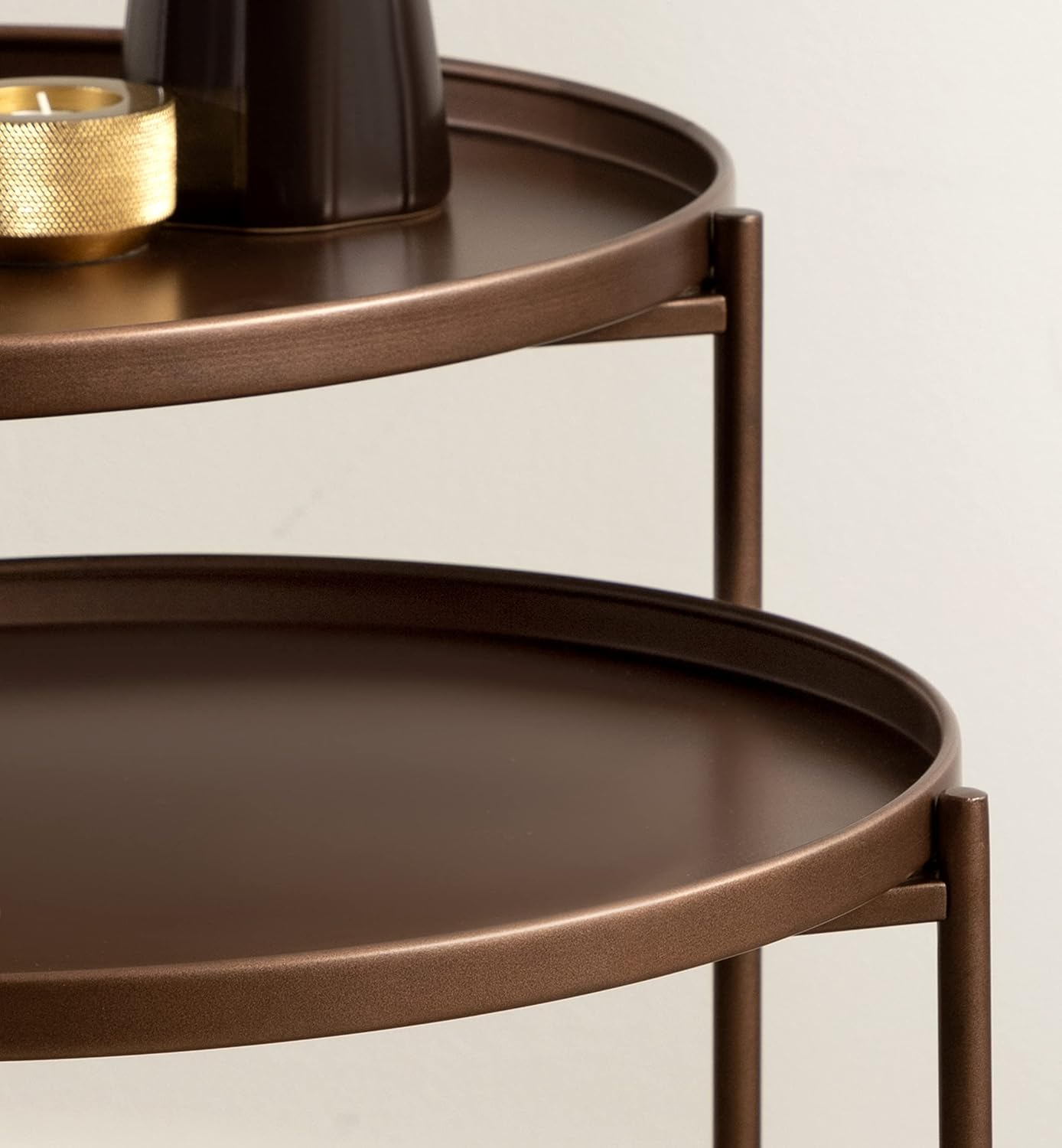 Kate And Laurel Ulani Set Of 2 Nested Round Metal End Tables, Black ... with How Minimalist Design Elements Enhance Living Room Layouts