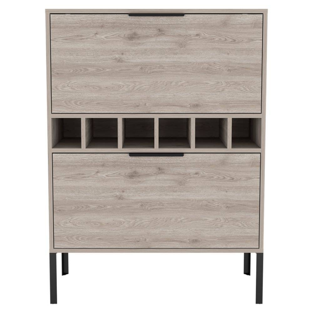 Latitude Run® Bar Cabinet Puertu, Six Wine Cubbies, Double Door Cabinet ... with Exploring the Appeal of Light Gray Finish in Home Decor