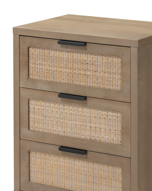 Luxe Woven Raffia Front 3 Drawer Accent Table Chest Casual Light Wood ... throughout Luxe Woven Raffia Front 3 Drawer Accent Table Chest Casual Light Wood Bedside