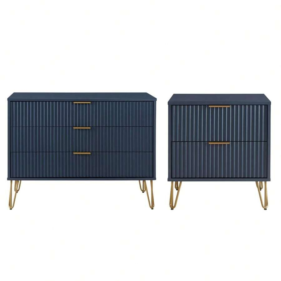 Manhattan Comfort 2-Piece Dumbo Modern Standard 3-Drawer Dresser And ... within Manhattan Comfort 2-Piece Anderson End Table 1.0 And End Table 2.0