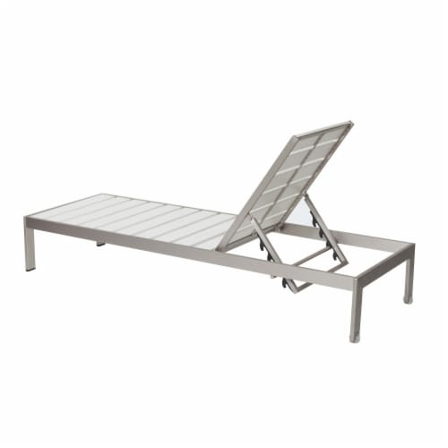 Metal Adjustable Slatted Lounger With Side Table, Set Of 4, Gray And ... intended for Benzara Bm223162 Adjustable Slatted Lounger Side Table, Set Of 4, Gray & White