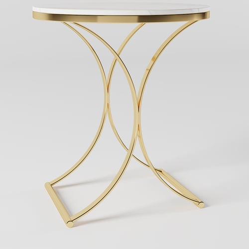 Modern Luxurious Round White Marble Stone Side Table X-Base End Table ... throughout Exploring the Versatility of X-Base End Tables in Contemporary Spaces