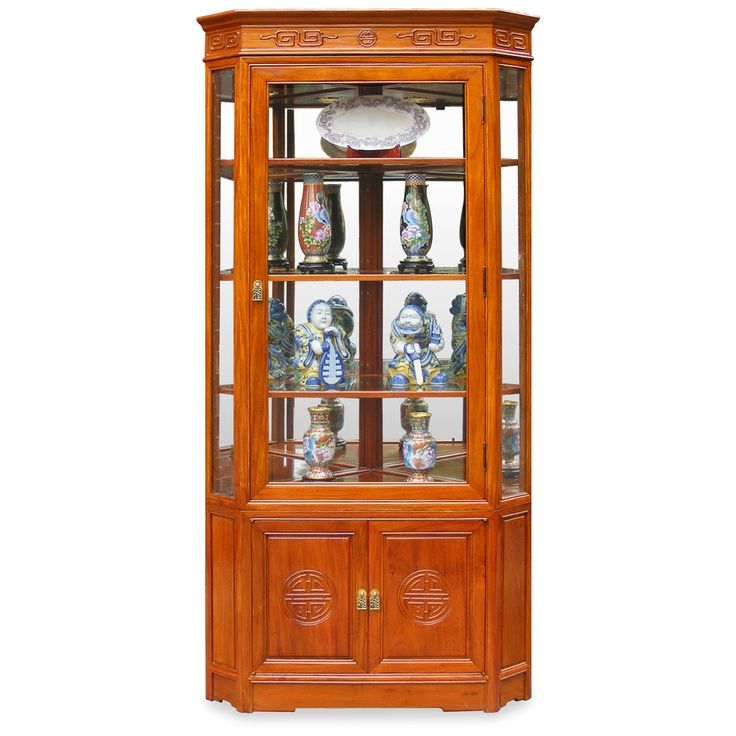 Natural Finish Rosewood Chinese Longevity Corner Display Cabinet ... throughout Rosewood Longevity Motif Corner Cabinet