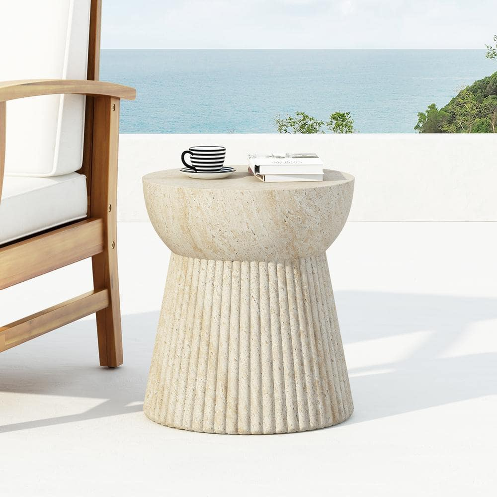 Noble House Yurna Outdoor Patio Concrete Accent Side Table, Beige ... throughout Exploring the Versatility of Monza Finished Concrete Tables for Indoor and Outdoor Spaces