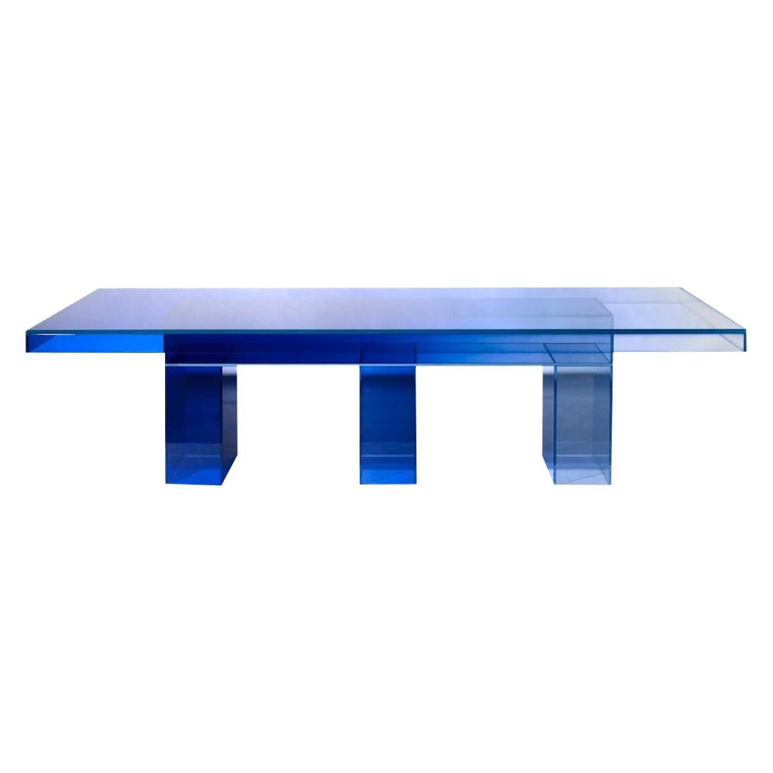 Null Blue Glass Clear Transition Color Coffee Table By Studio Buzao ... regarding The Art of Choosing the Right Pedestal Table for Small Living Spaces