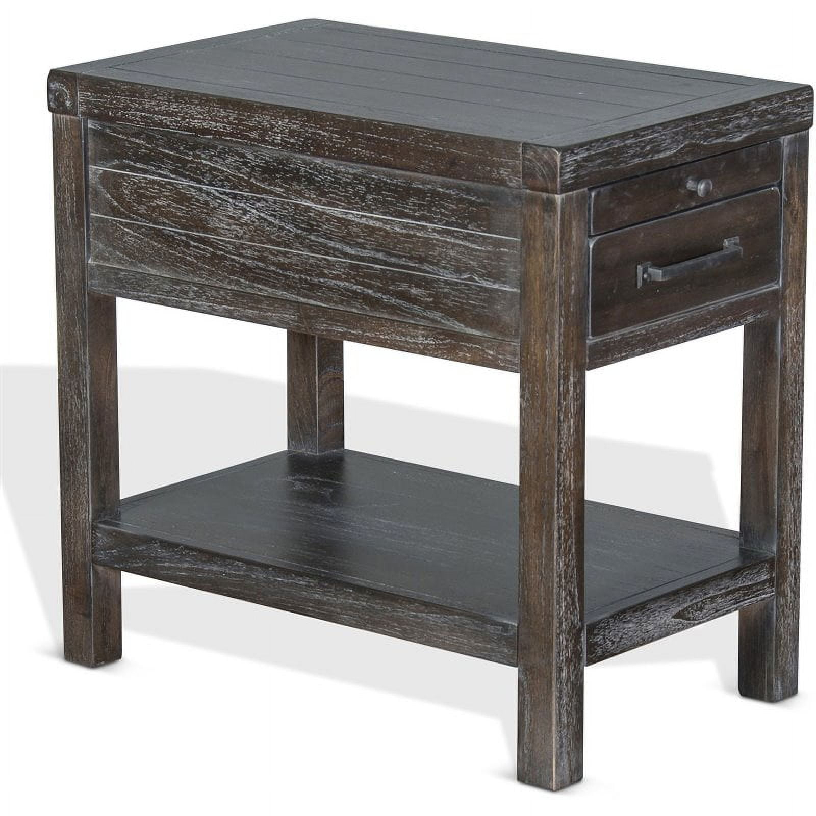 Pemberly Row 16" Transitional Mindi Wood Chair Side Table In Dark Brown ... regarding Sunny Designs 25" Modern Mindi Wood Chair Side Table In Weathered Brown