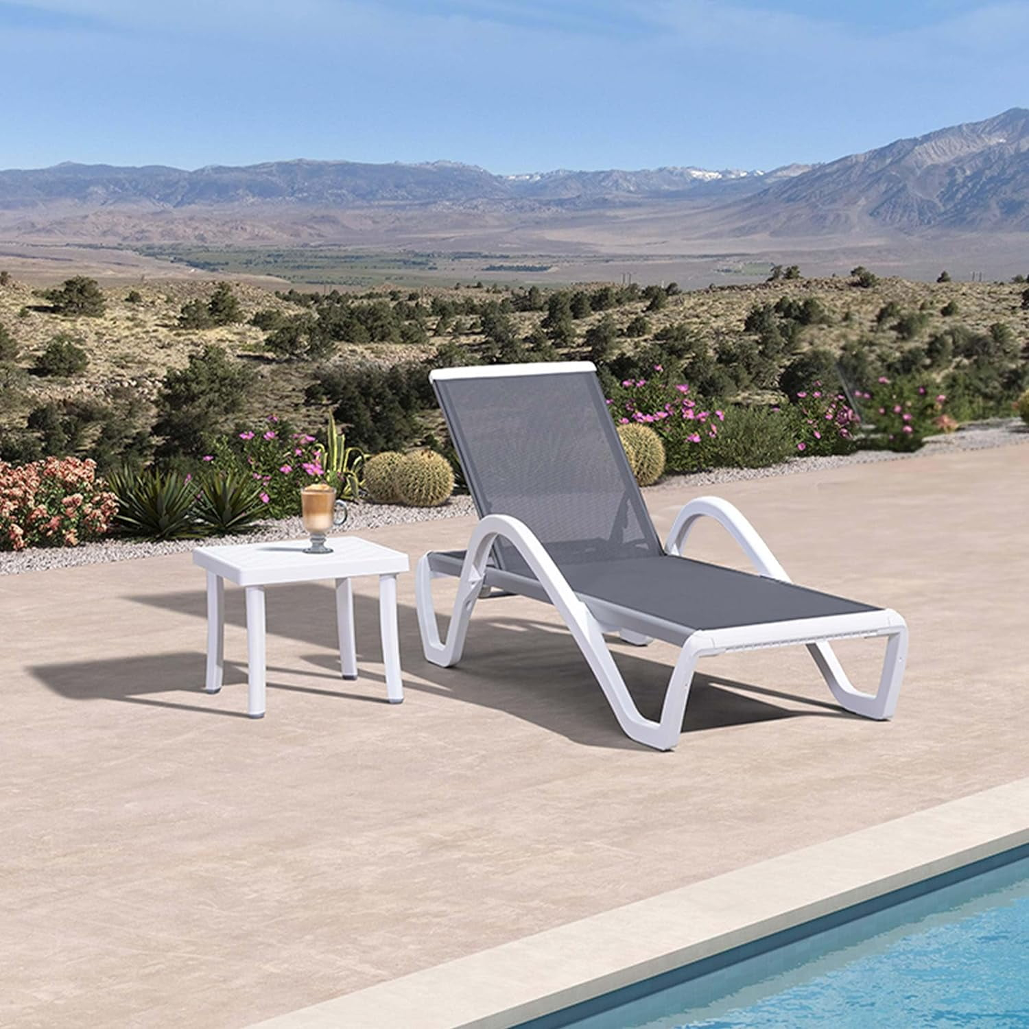 Purple Leaf Patio Chaise Lounge Chair Set Plastic Textilene Outdoor ... for Maximizing Space Efficiency with Multi-Functional Adjustable Furniture Solutions