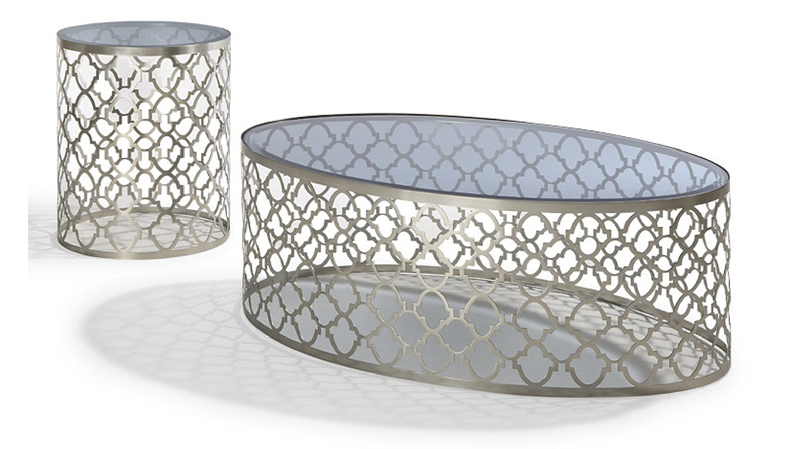 Quatrefoil Tables | Decor-Rest Furniture Ltd. throughout C-Shaped Quatrefoil Metal End Table, Natural Wood (Set Of 2)