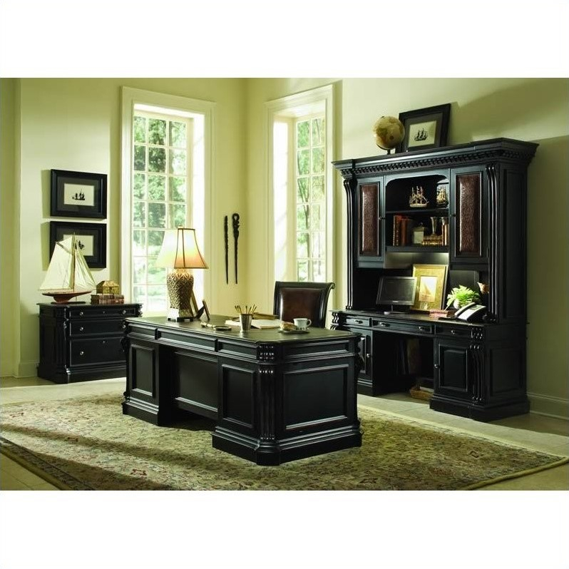 Telluride 2 Drawer Wood Lateral File Cabinet In Black By Hooker ... pertaining to Hooker Furniture 370-10-265 Telluride 73"W 2 Drawer Cherry Veneer - Black /