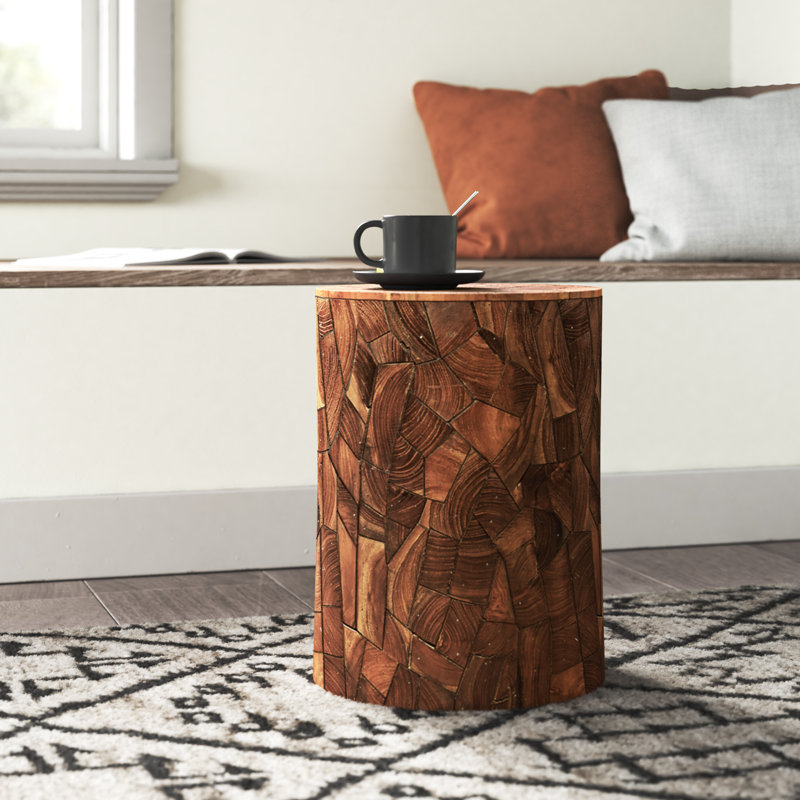 Union Rustic Huzayfah Teak Wood Handmade Side End Brown Accent Table ... for Creating Warmth with Natural Wood Grain
