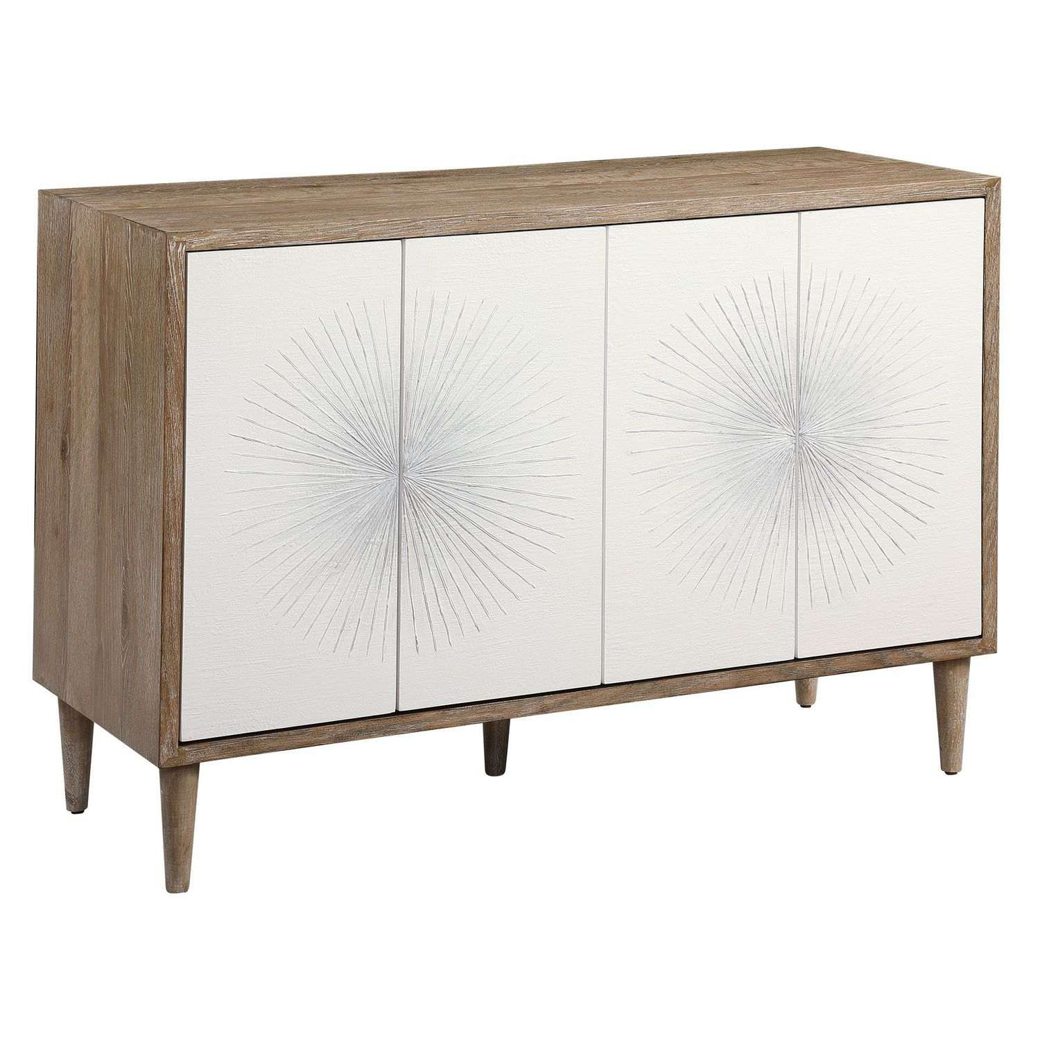 Uttermost Dani 4 Door Cabinet - White Uttermost-25084 At Homelement.com with regard to Uttermost 25084 Dani 48"W 2 Shelf Wood Accent Cabinet - Matte White / Gray