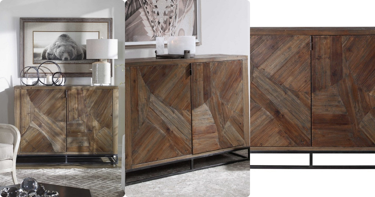 Uttermost Evros Reclaimed Wood 2 Door Cabinet – Casabelladecor.net within Uttermost 24932 Evros 52"W Reclaimed Fir Wood Accent Cabinet - Aged Gunmetal