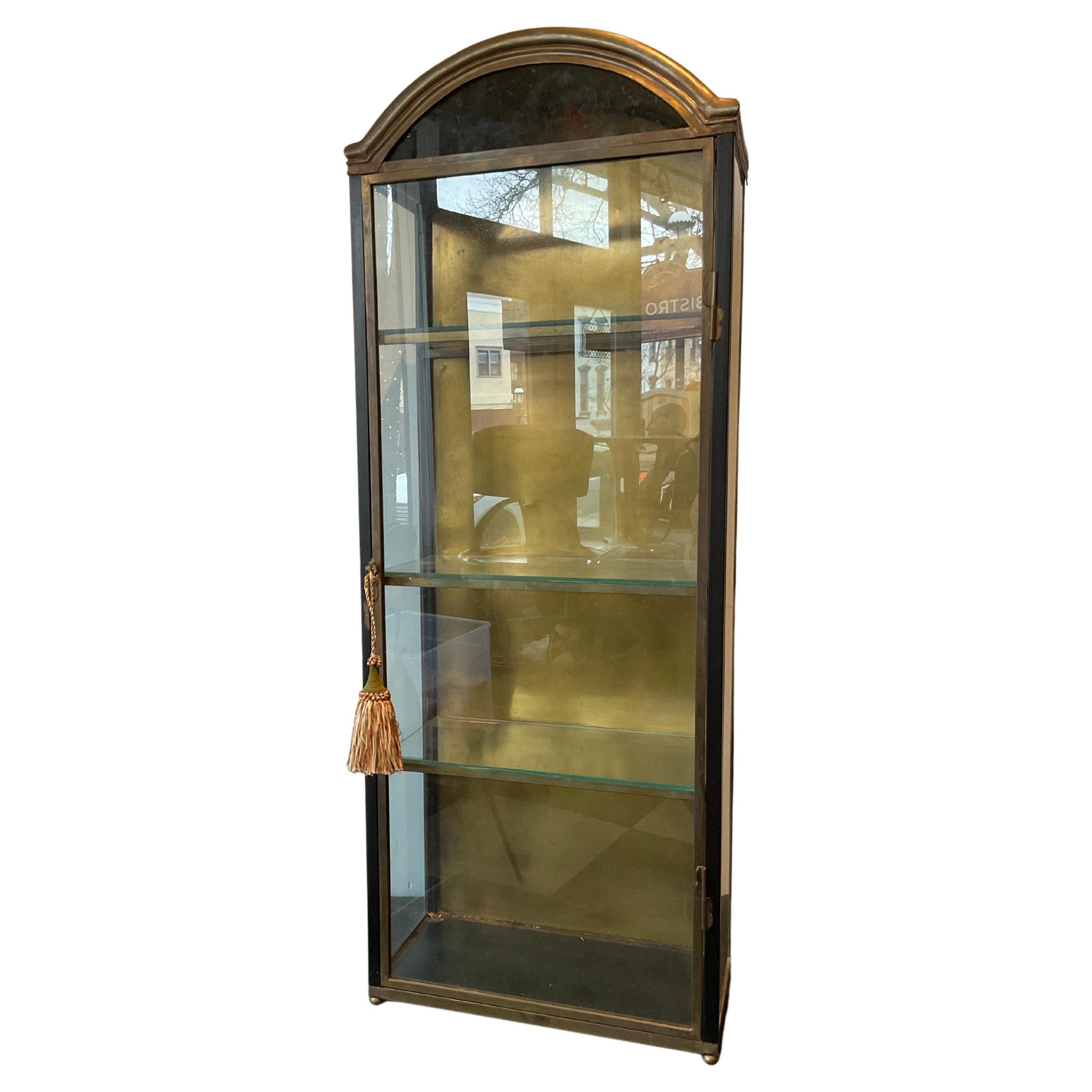 Glass Display Cabinet At 1Stdibs | Bronze Display Cabinet, Glass ... regarding Carley 84" Tall Narrow Brass Finished Iron And Glass Display Cabinet