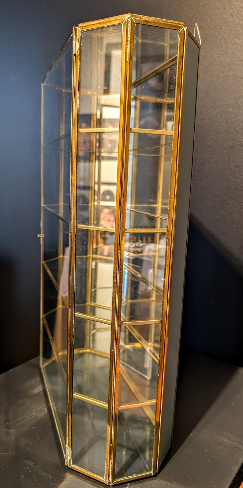 Vintage Brass Mirrored Curio Cabinet - Etsy pertaining to The Forgotten Craft of Handcrafted Curio Cabinets