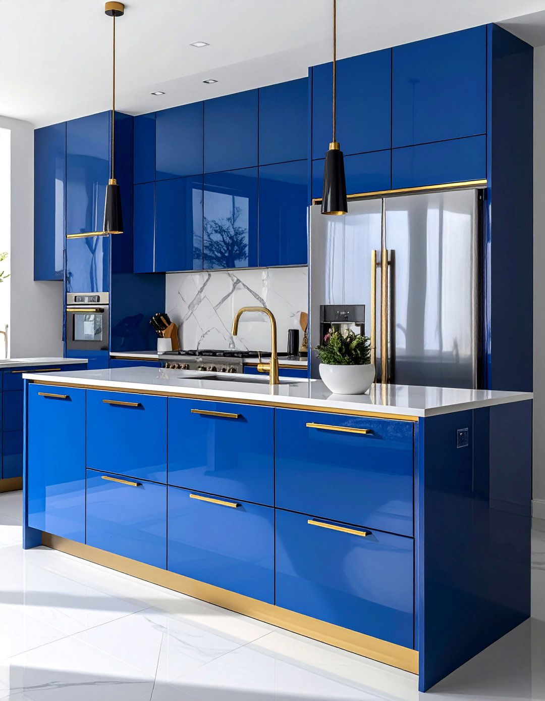 30 Blue Kitchen Cabinets With Gold Hardware Ideas throughout Uttermost - 24473 - Cabinet - Valeria - Glossy Cobalt Blue