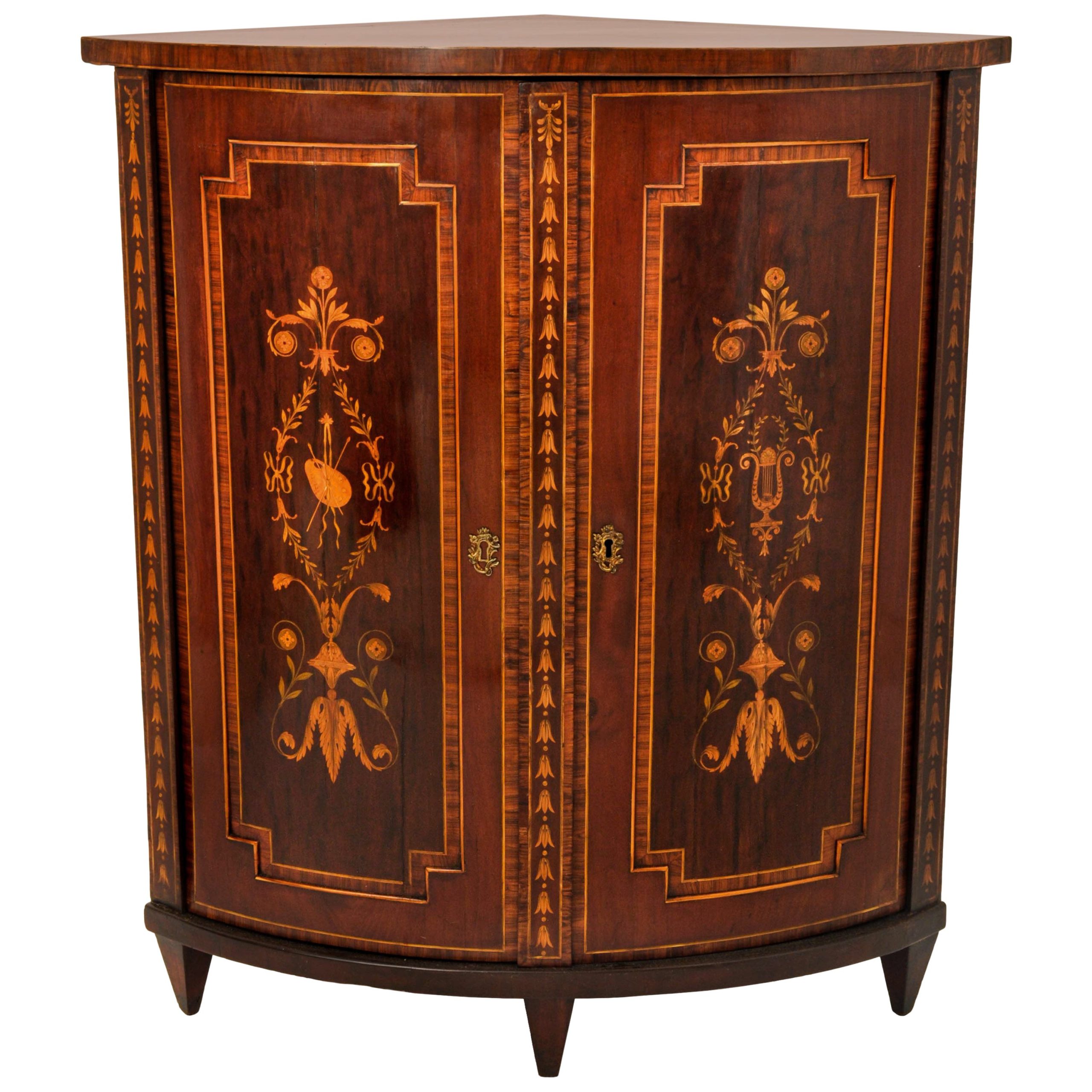 Antique Georgian Regency Marquetry Bowfront Neoclassical Corner Cabinet ... within Regency Corner Cabinet