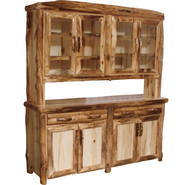Aspen Log Buffet & Hutch Set - Rustic Log Furniture Of Utah for Exploring the craftsmanship behind authentic rustic aspen log 2 door hutch construction