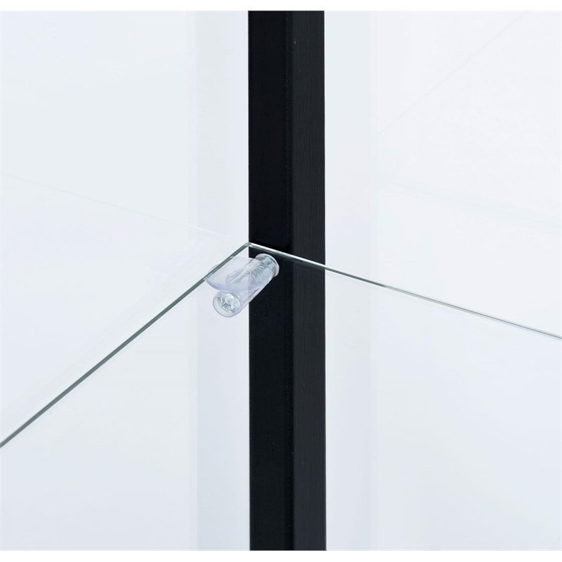 Bowery Hill 5 Shelf Contemporary Glass Wood Curio Cabinet In Black ... within Bowery Hill Hexagonal Contemporary Glass Curio Cabinet In Black