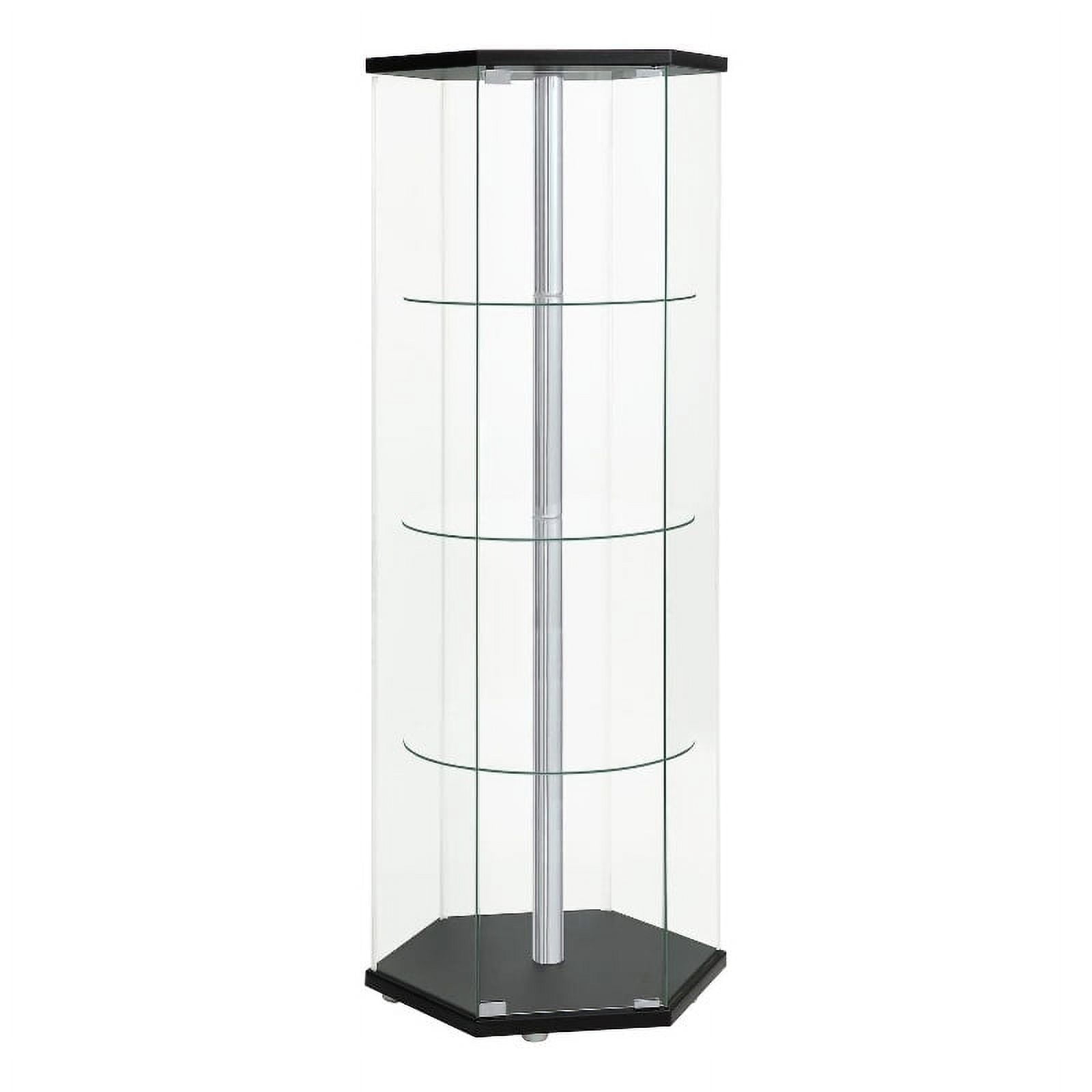 Coaster Zahavah 4-Shelf Hexagon Glass Curio Cabinet Black And Clear ... inside Coaster Zahavah 4-Shelf Hexagon Glass Curio Cabinet Black And Clear