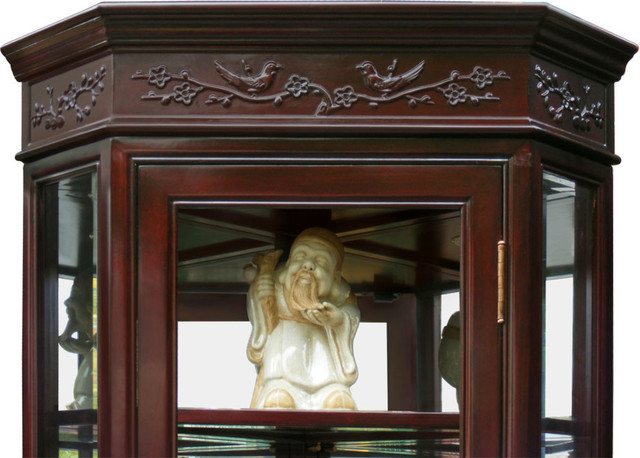 Dark Cherry Rosewood Flower And Bird Oriental Corner Display Cabinet ... intended for Traditional Craftsmanship Meets Modern Design in Rosewood Corner Cabinets