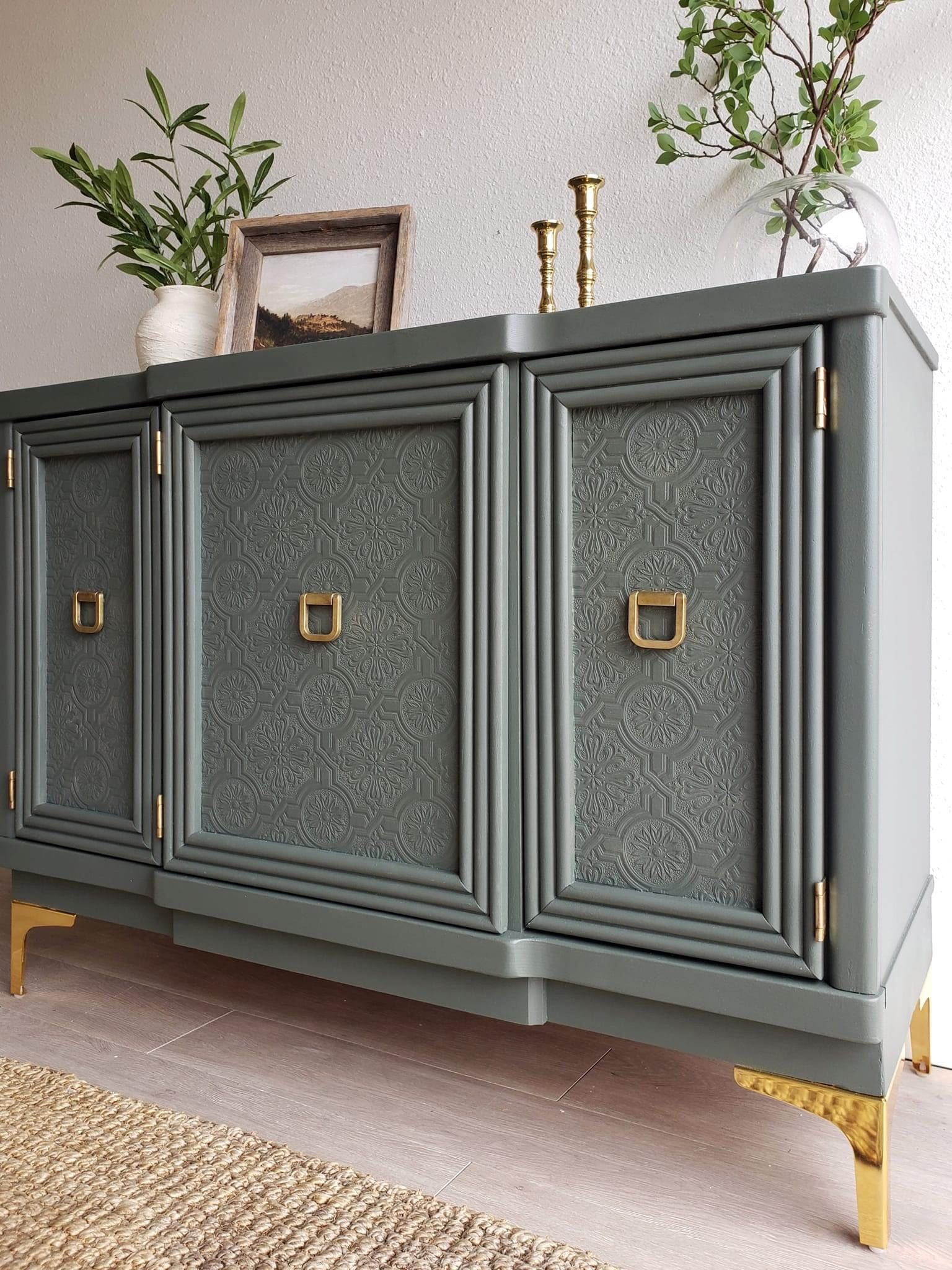 Green Cabinet With Gold Handles within Hooker Furniture 5000-85014 Komen 42"W Maple Accent Cabinet - Mint Green / Gold