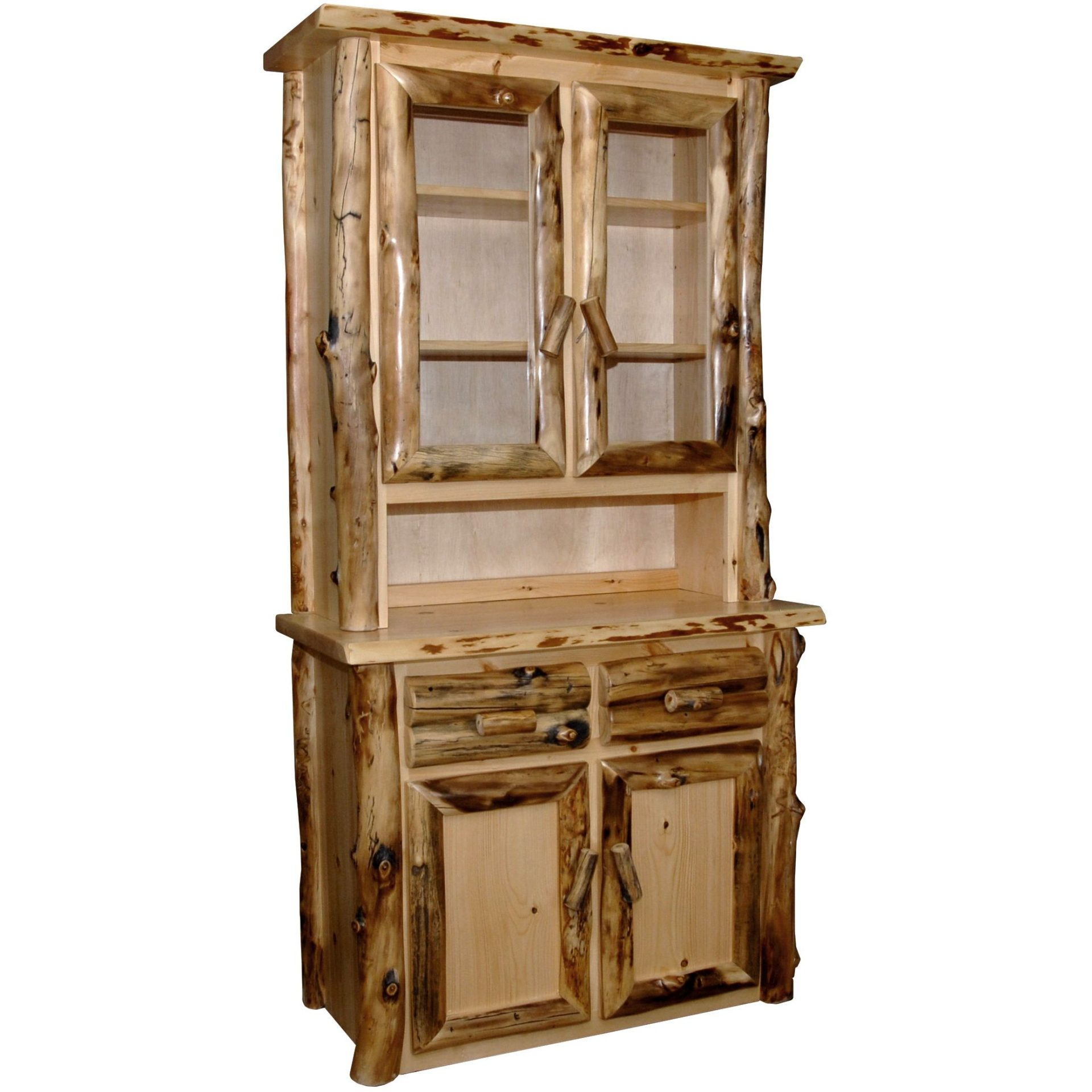 Exploring the craftsmanship behind authentic rustic aspen log 2 door hutch construction