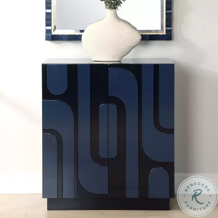 Valeria Glossy Cobalt Blue And Navy 2 Door Accent Cabinet From ... pertaining to Exploring the Valeria Cabinet Series with Glossy Cobalt Blue Finish