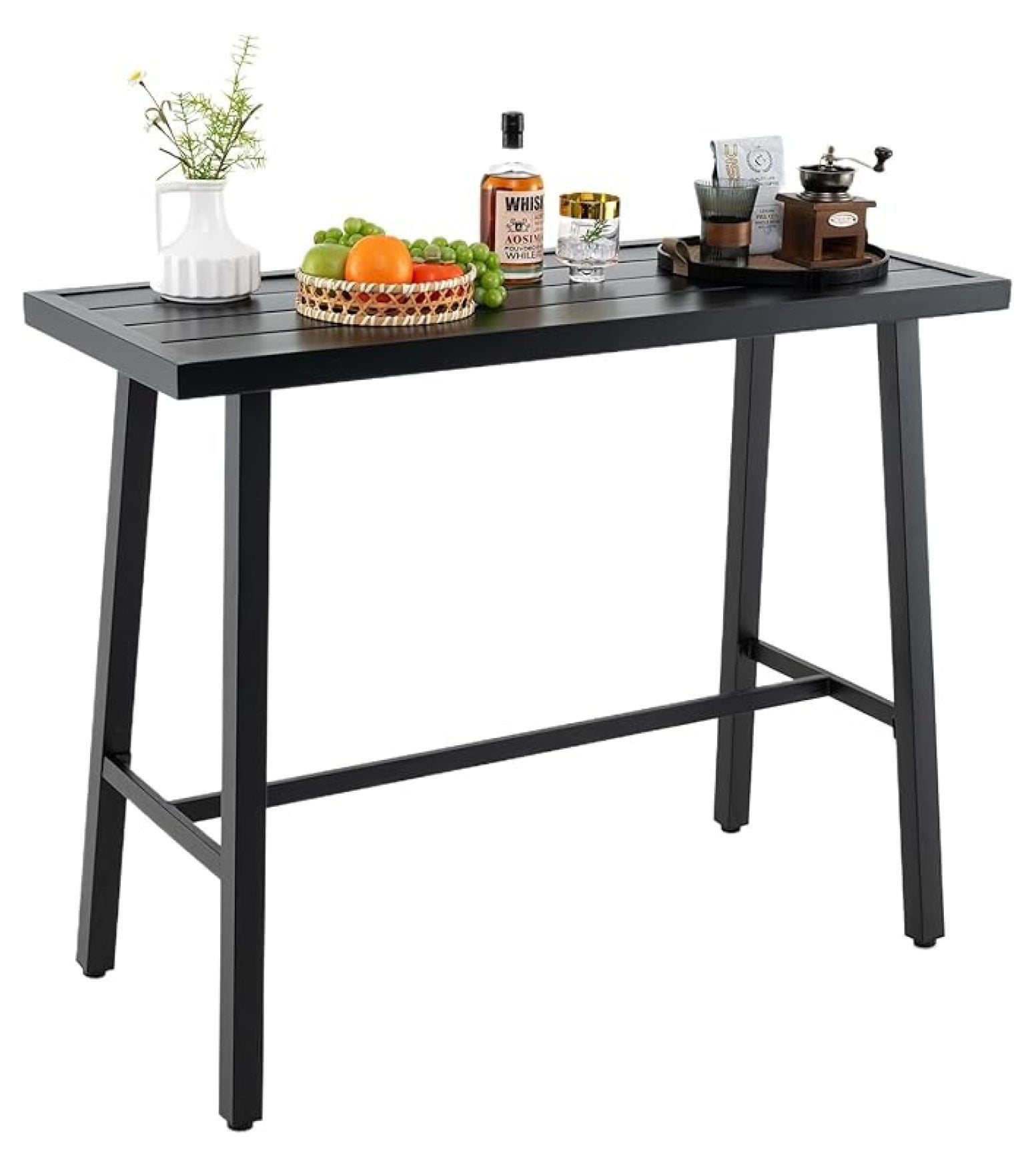 36" Outdoor Bar Table, Rectangular High Pub Table With Adjustable Foot ... inside Halo High Pub Table