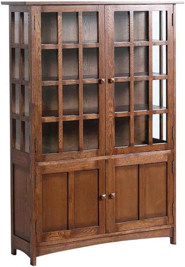 Amazon.com: Crafters And Weavers Arts And Crafts Mission Solid Oak ... regarding Arts And Crafts Mission Solid Oak China Cabinet, Michael's Cherry