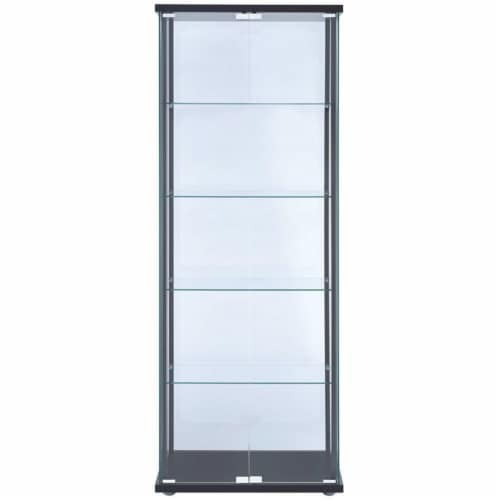Bowery Hill 5 Shelf Contemporary Glass Wood Curio Cabinet In Black, 1 ... for The practical benefits of using glass shelving alongside solid wood frames in modern curio cabinet design trends of 2026