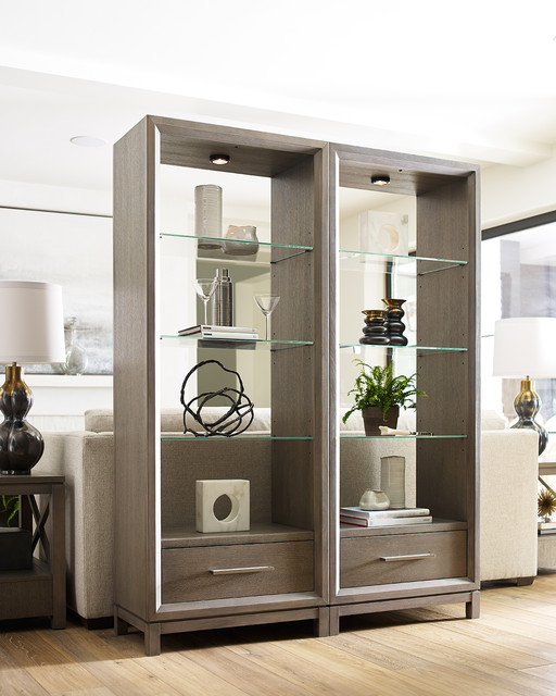 Bunching Curio Cabinet | Cabinets Matttroy with How adjustable shelves and touch lighting elevate the display of heirlooms in a Caramel Froth curio