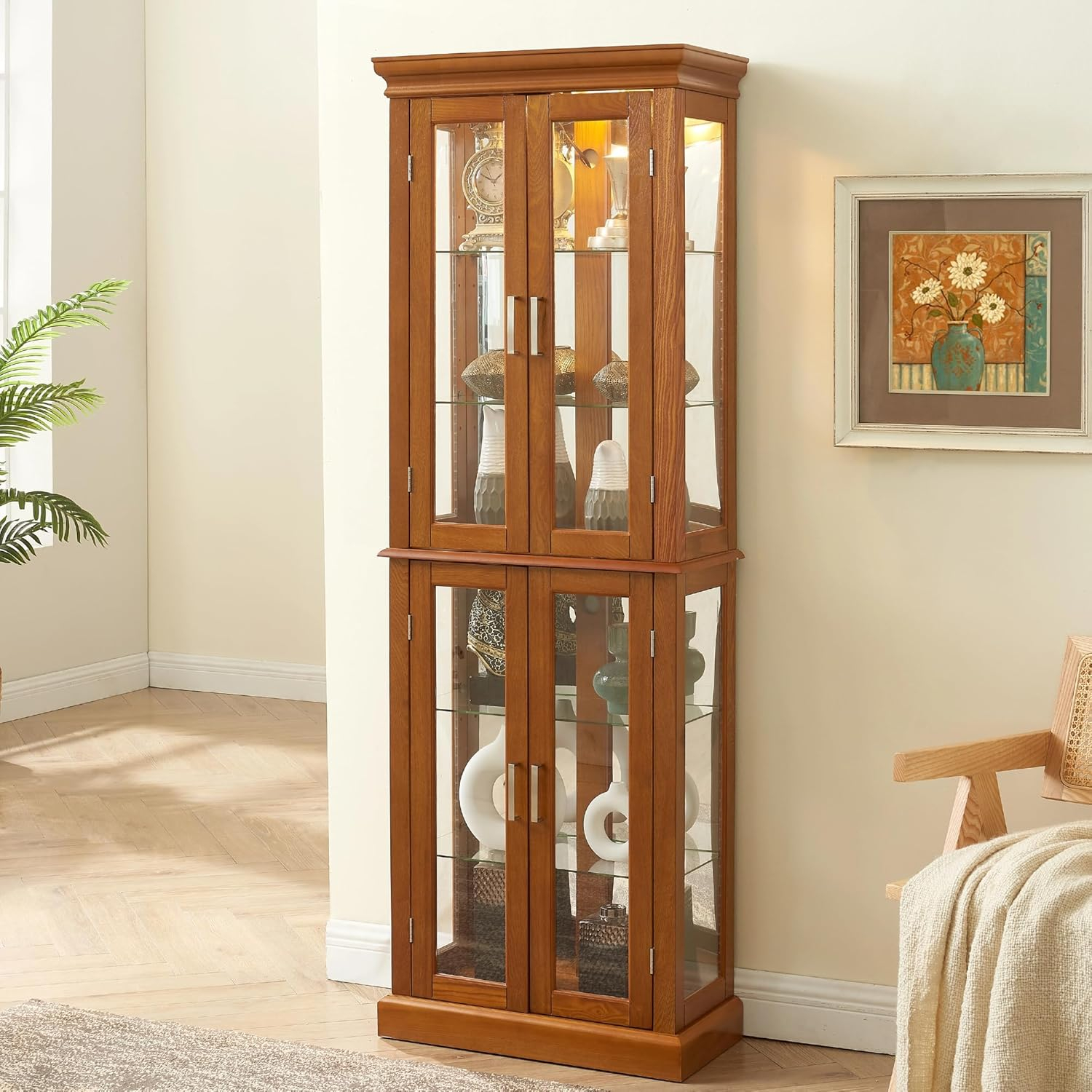 Curio Glass Display Cabinet With Lighted And Australia | Ubuy pertaining to Infinity Lighted Two Door Curio China Cabinet
