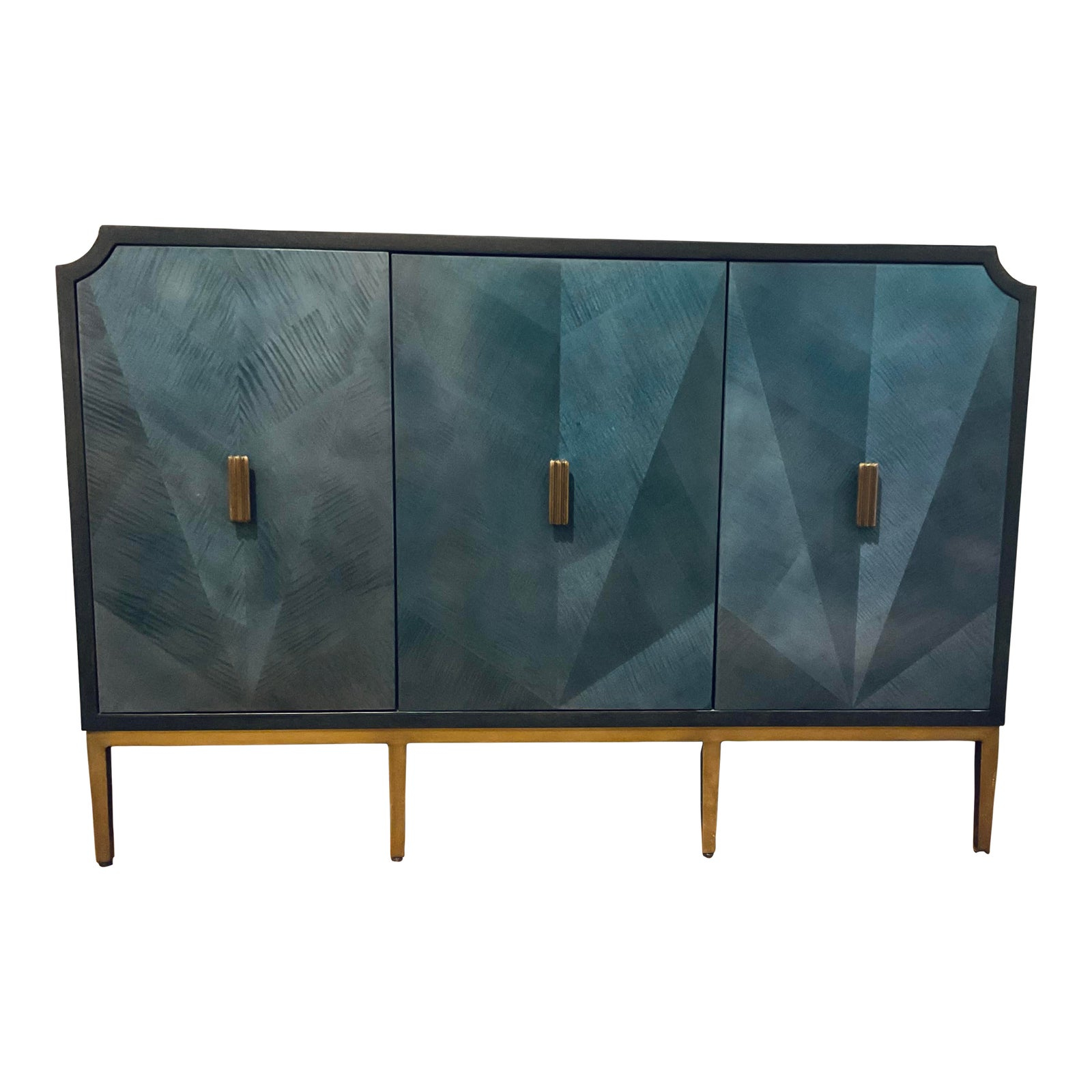 Currey & Co. Modern Blue Wood Kallista Cabinet | Chairish with regard to Kallista Cabinet