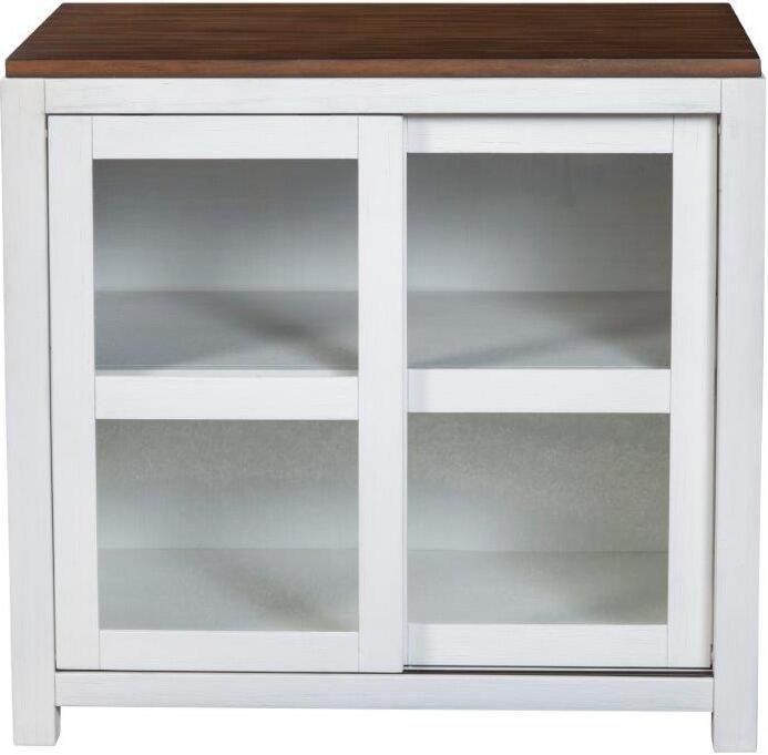 Donham Small Display Cabinet In White And Brown By Alpine | 1Stopbedrooms throughout Donham Large Display Cabinet
