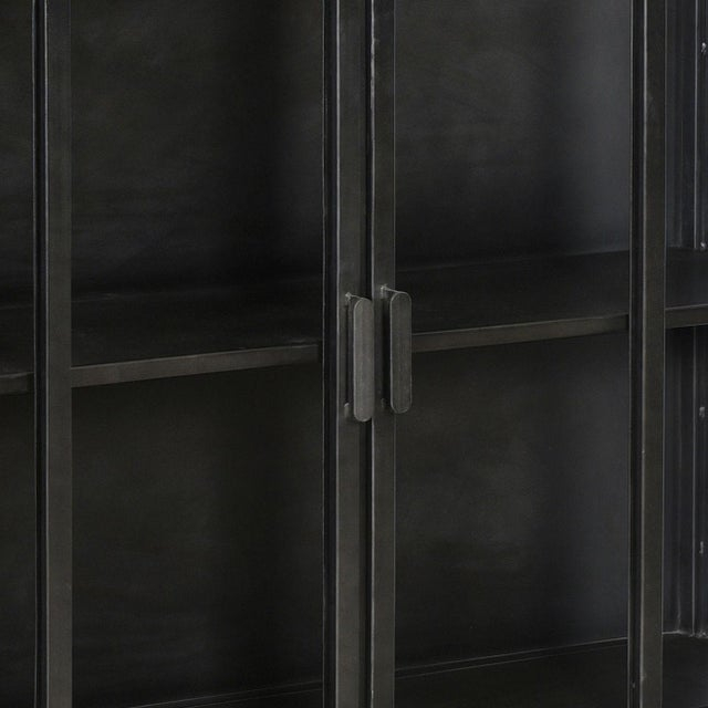 Gunmetal Iron & Glass Display Cabinet | Chairish in Black Iron & Glass Display Cabinet